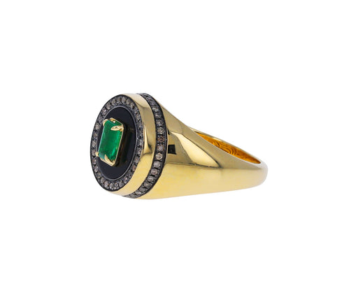 Emerald and Onyx Aebi Signet Ring