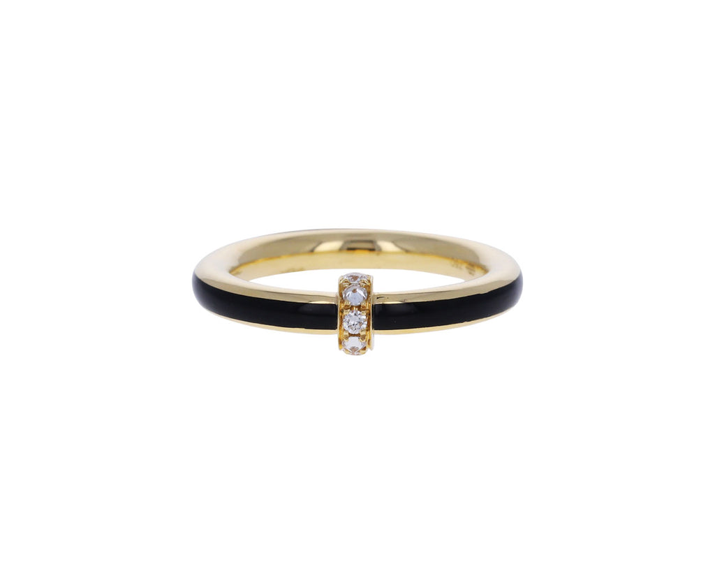 White Diamond and Black Enamel Idris Ring