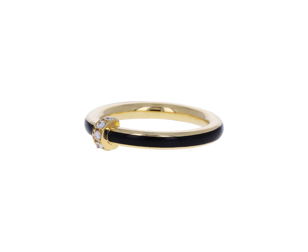White Diamond and Black Enamel Idris Ring