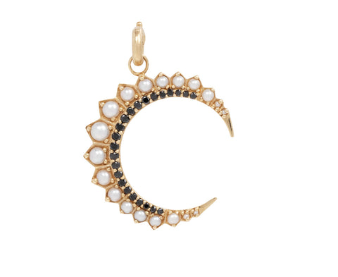 Storrow Pearl and Black Diamond Crescent Estelle Charm Pendant ONLY