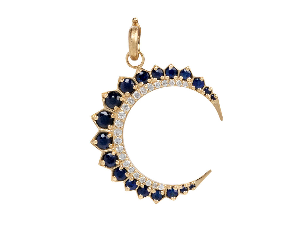 Storrow Blue Sapphire and Diamond Crescent Estelle Charm Pendant ONLY