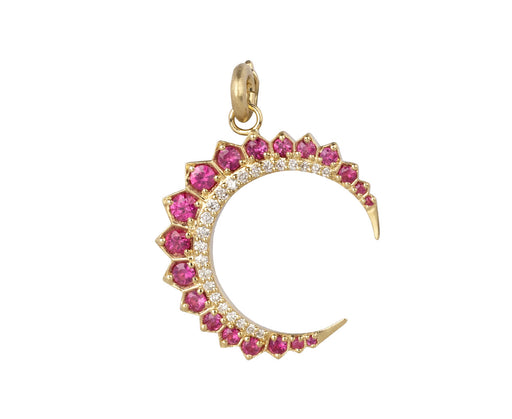 Pink Sapphire and Diamond Estelle Crescent Charm ONLY