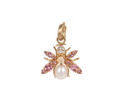 Storrow Pink Tourmaline and Pearl Bee Charm Pendant ONLY