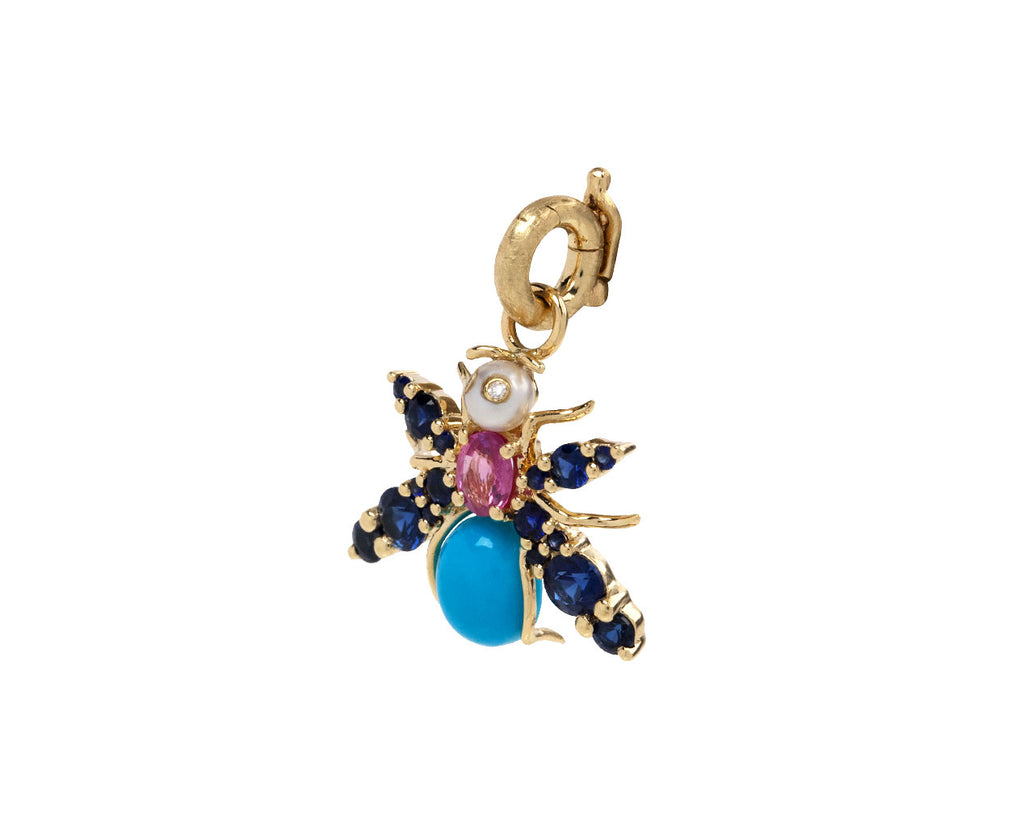 Storrow Blue Sapphire and Turquoise Beatrice Bee Charm Pendant ONLY Side View