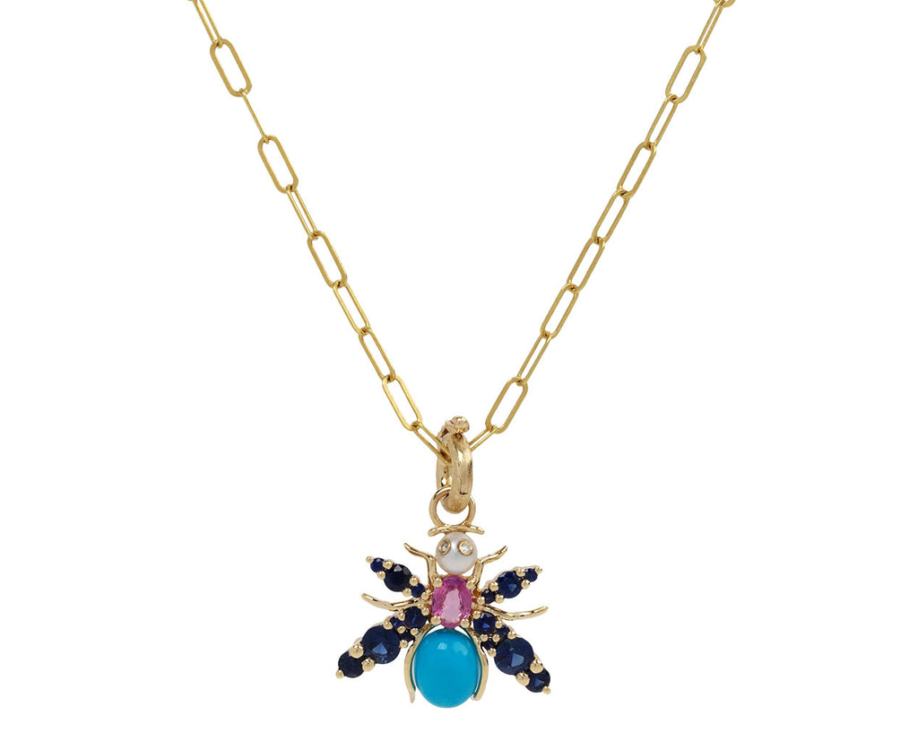 Storrow Blue Sapphire and Turquoise Beatrice Bee Charm Pendant ONLY On Chain