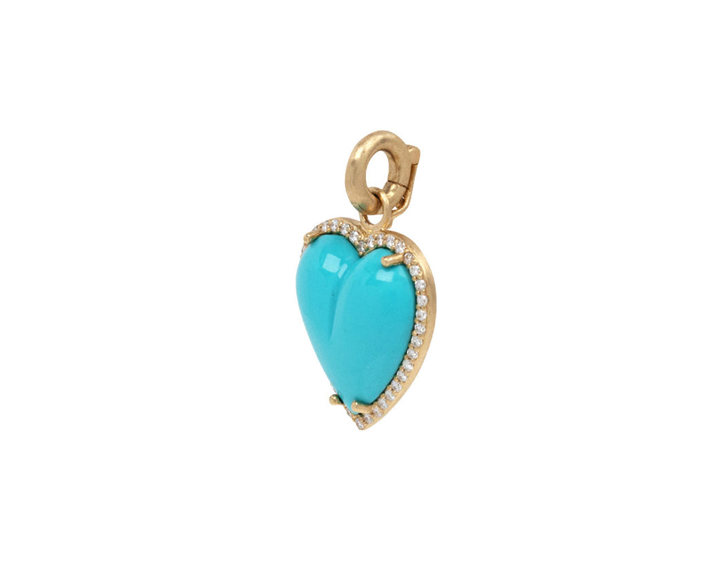 Storrow Large Turquoise and Diamond Alana Heart Charm ONLY Side View