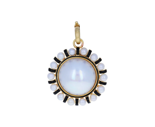 Pearl and Black Enamel Libby Charm Pendant ONLY