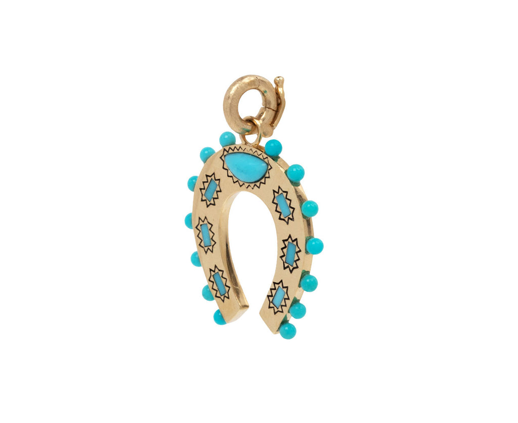 Storrow Turquoise Holly Horseshoe Charm ONLY Side View