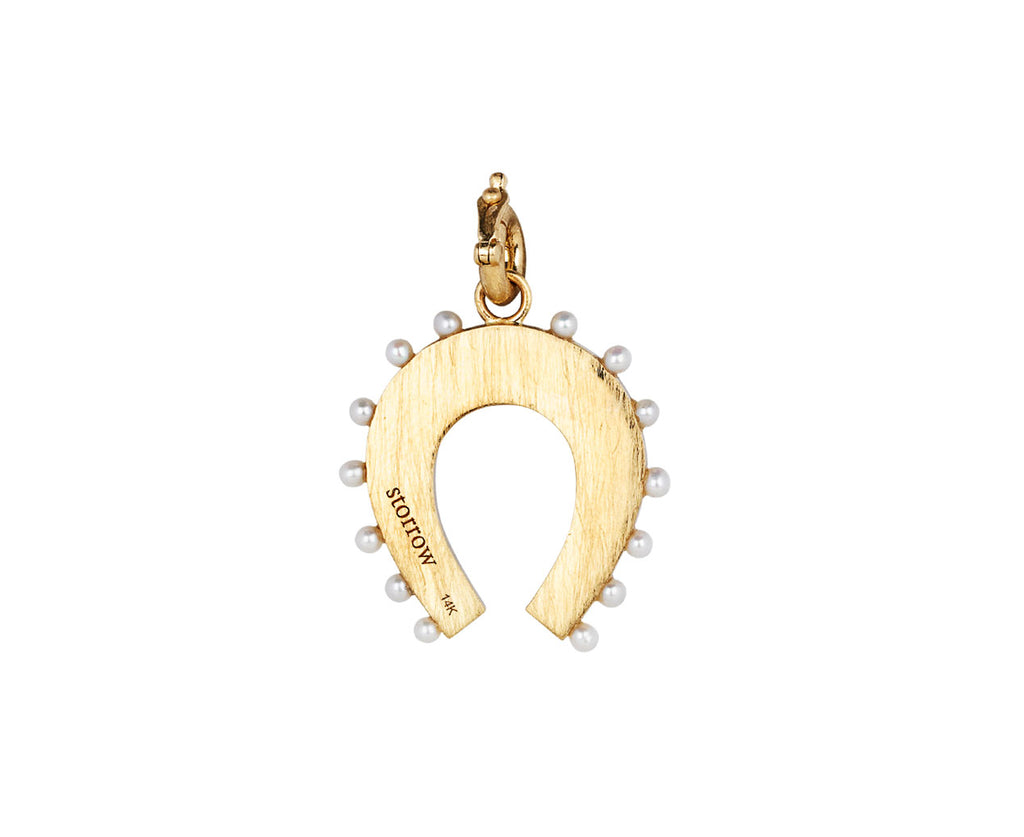 Pearl, Ruby and Opal Holly Horseshoe Charm ONLY