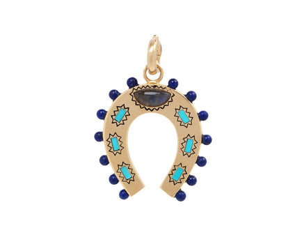 Storrow Lapis, Turquoise, Labradorite Holly Horseshoe Charm ONLY