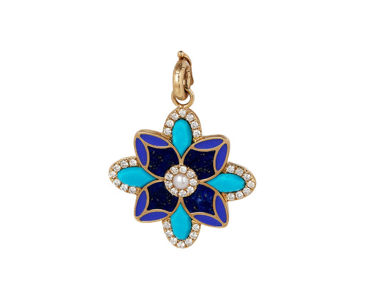Storrow Turquoise, Lapis and Diamond Large Violet Charm Pendant ONLY