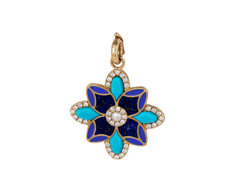 Storrow Turquoise, Lapis and Diamond Large Violet Charm Pendant ONLY