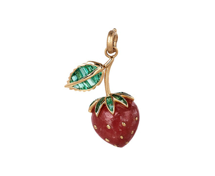 Storrow Rhodochrosite Strawberry and Emerald Leaf Charm ONLY