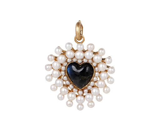 Storrow Labradorite and Pearl Juliana Cluster Heart Charm ONLY