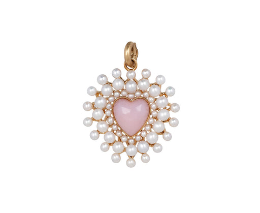 Pink Opal and Pearl Juliana Cluster Heart Charm ONLY