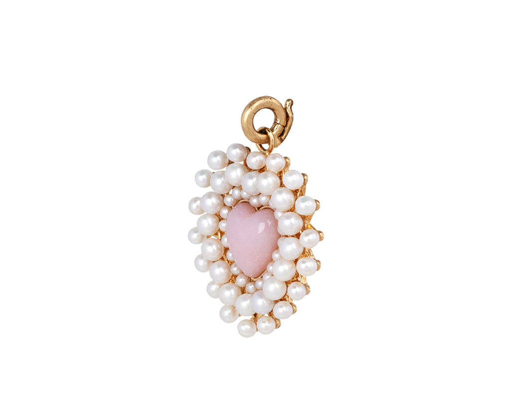 Pink Opal and Pearl Juliana Cluster Heart Charm ONLY