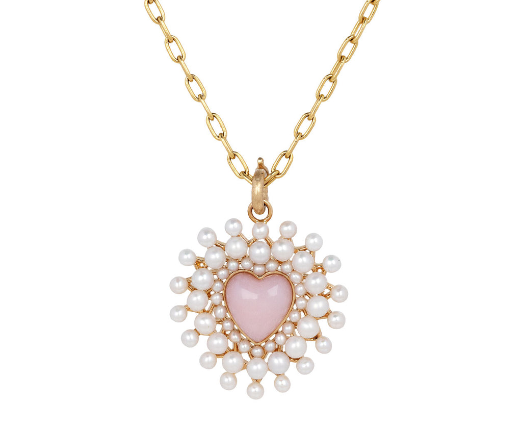 Pink Opal and Pearl Juliana Cluster Heart Charm ONLY