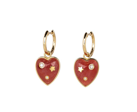 Rhodochrosite Anna Heart Huggie Hoop Earrings