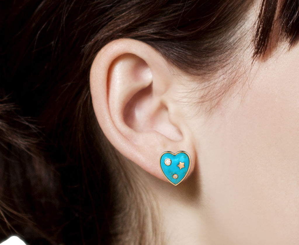 Turquoise Anna Heart Stud Earrings
