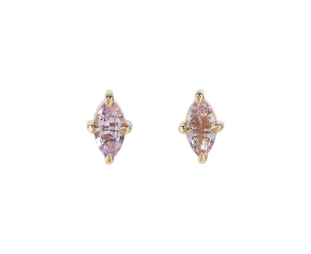 Peachy Pale Pink Sapphire Stud Earrings