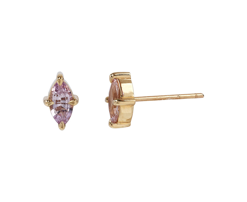 Peachy Pale Pink Sapphire Stud Earrings