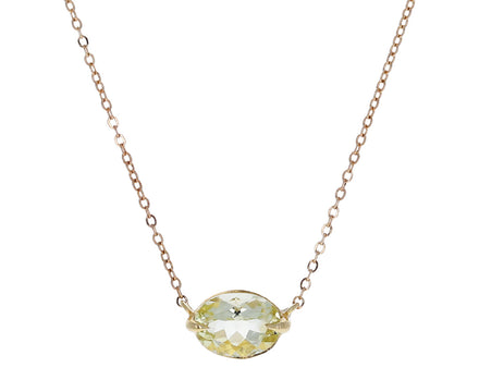 Oval Yellow Tourmaline Pendant Necklace