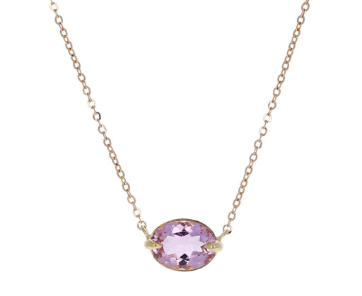 Pale Plum Oval Tourmaline Pendant Necklace