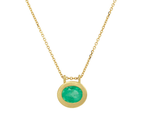 Oval Colombian Emerald Pendant Necklace