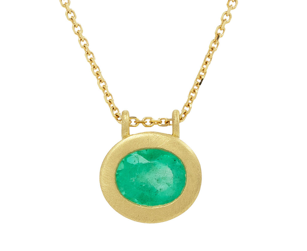 Oval Colombian Emerald Pendant Necklace