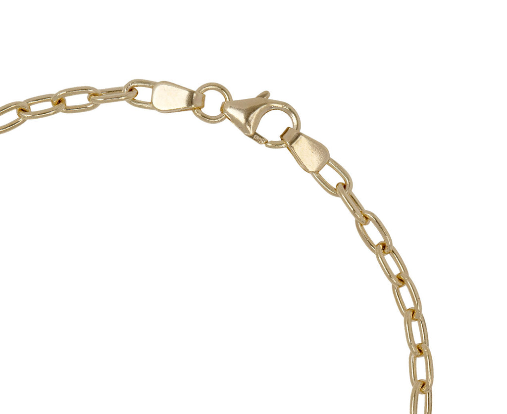 Stephanie Windsor Tiny Gold Oval Link Bracelet Clasp Close Up