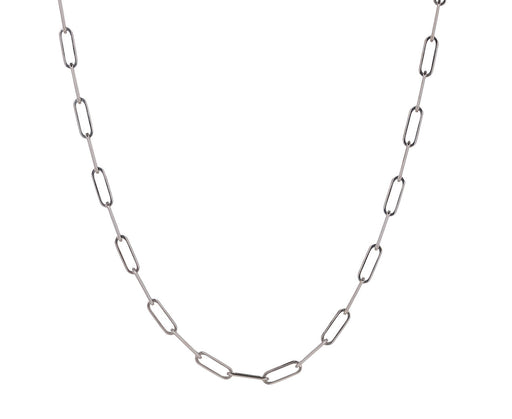 Stephanie Windsor Vintage 16" White Gold Small Thin Rectangle Chain Necklace