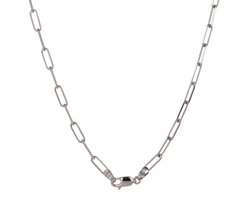 Stephanie Windsor Vintage 16" White Gold Small Thin Rectangle Chain Necklace Clasp