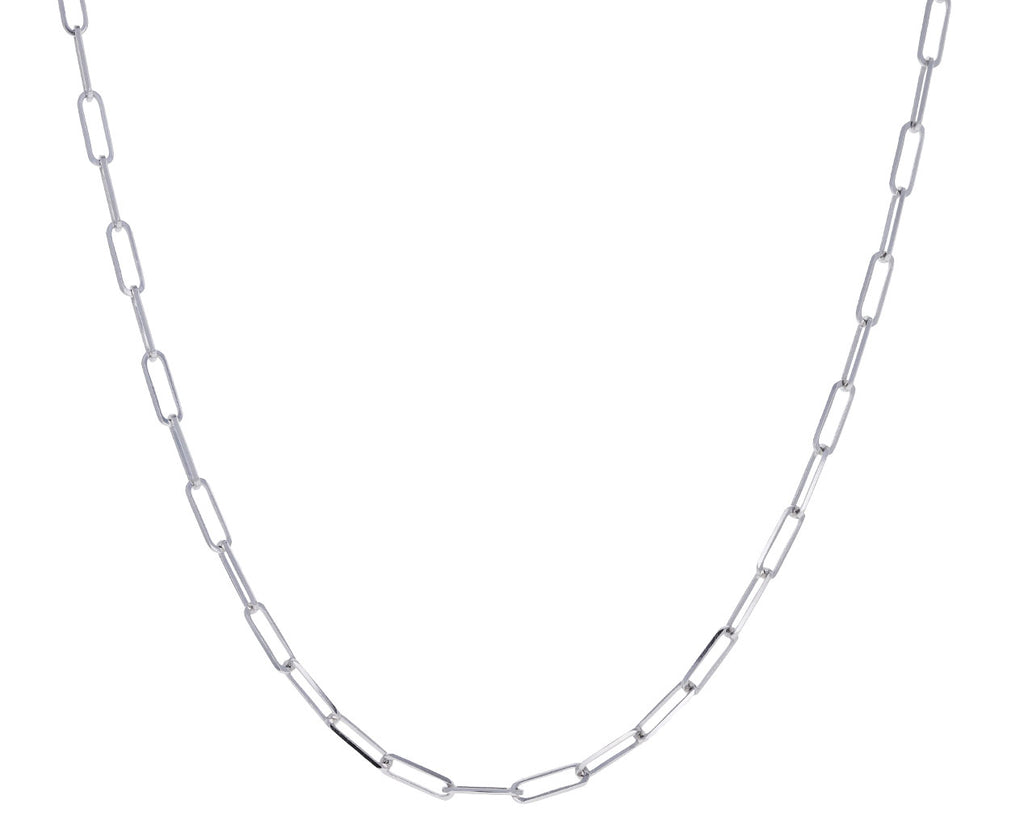 White Gold 18" Thin Paperclip Chain Necklace