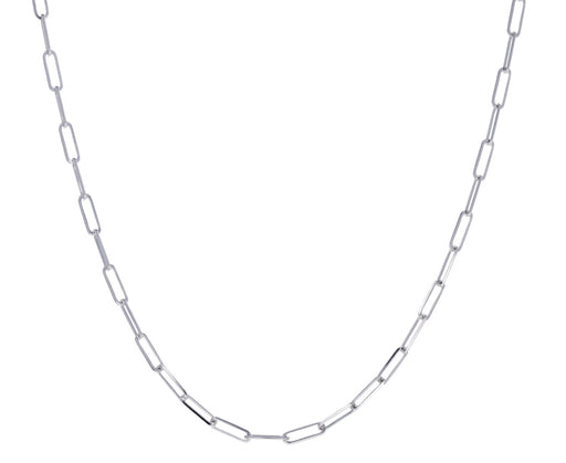 White Gold 18" Thin Paperclip Chain Necklace