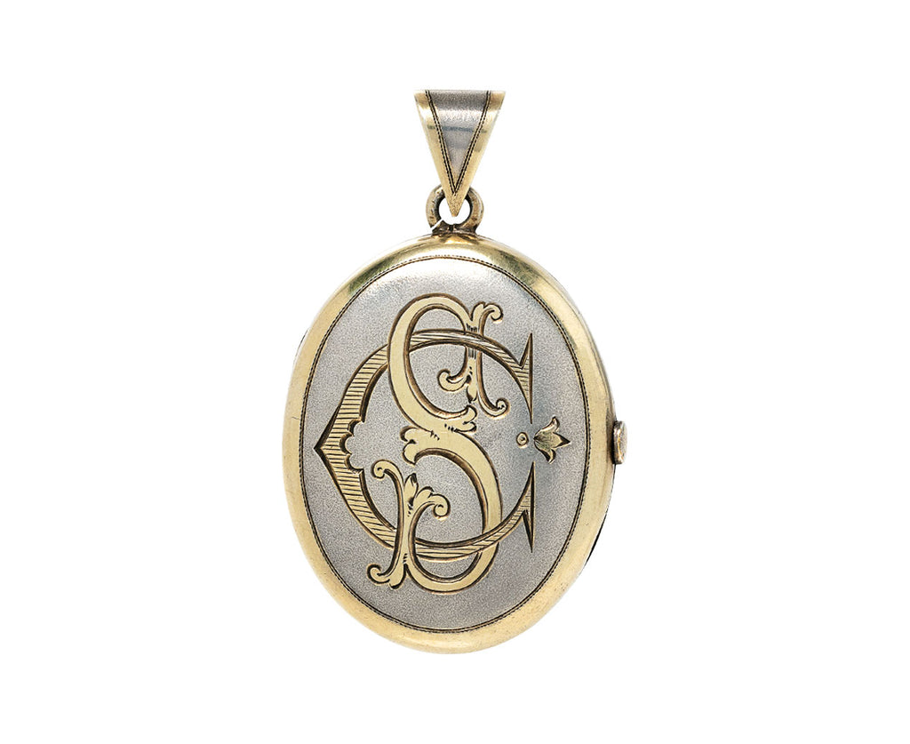 Silver Oval Cupid's Lovers Locket ONLY