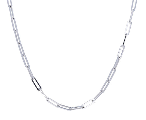 White Gold 18" Solid Paper Clip Chain Necklace