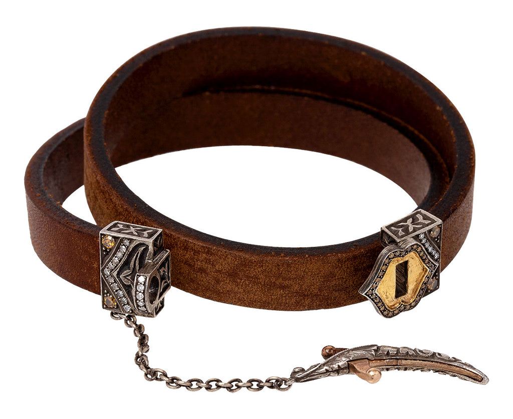 Candice Gunmetal & Steel Thin Leather Bracelet – Owen&Savary