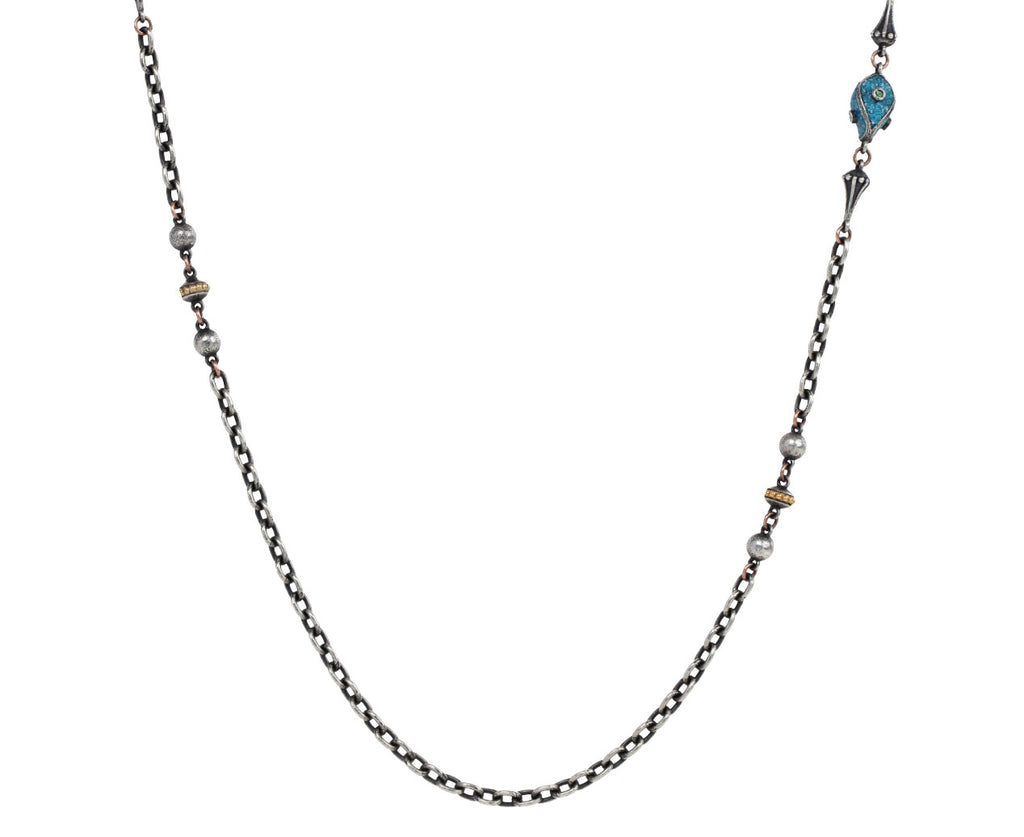 Sevan Bicakci Sterling Silver and Turquoise Micro Mosaic Evil Eye Open Ended Chain ONLY Top