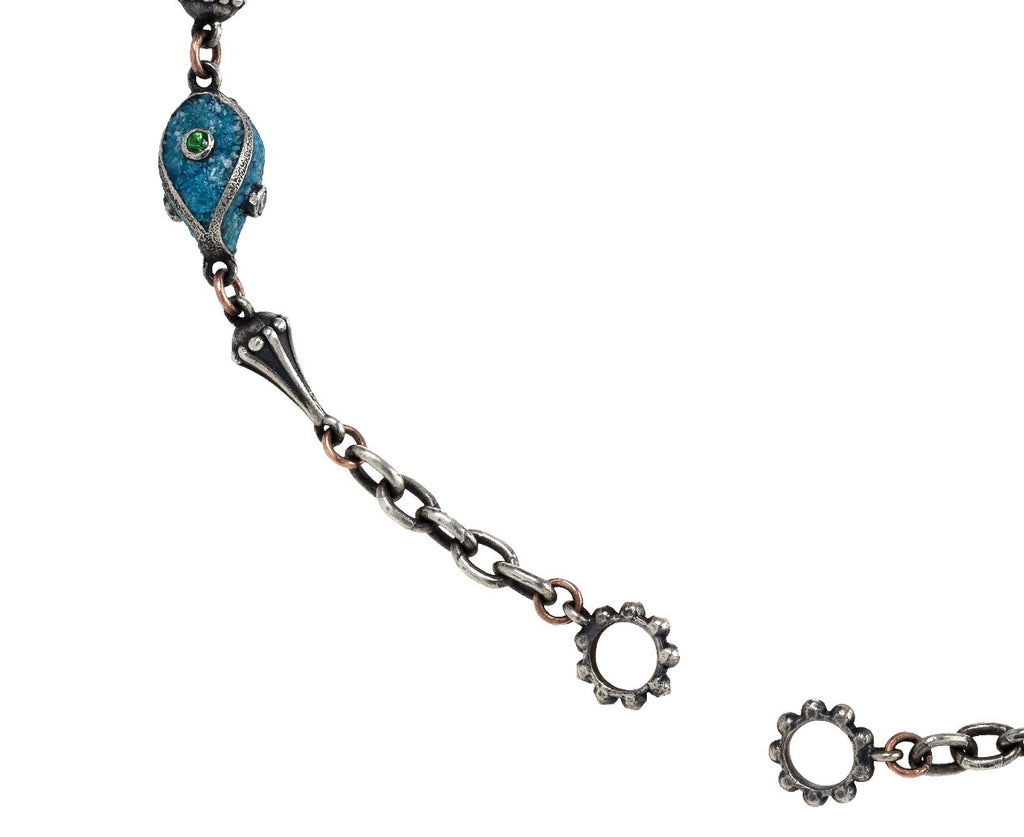 Sevan Bicakci Sterling Silver and Turquoise Micro Mosaic Evil Eye Open Ended Chain ONLY End Close Up