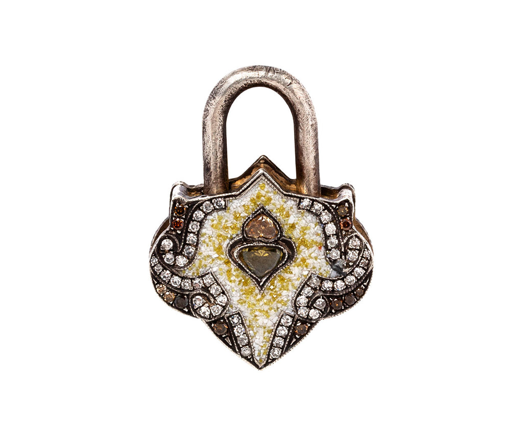 Sevan Bicakci Lapis Micro Mosaic and Black Diamond Lantern Padlock