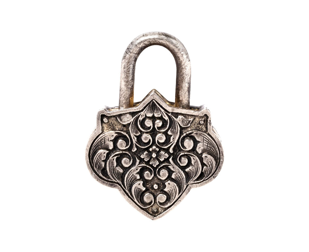 White Micro Mosaic and Diamond Lantern Padlock Pendant