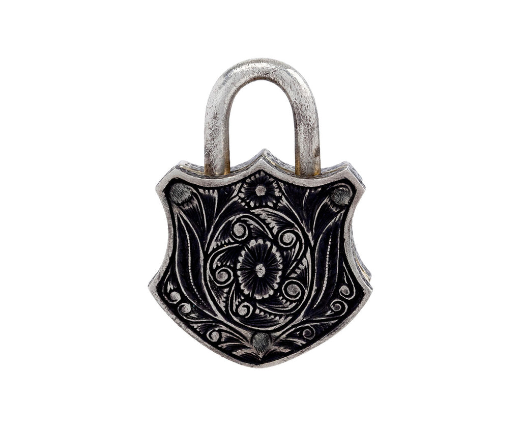 Sevan Bicakci Turquoise Micro Mosaic Rock Quartz Evil Eye Padlock Pendant Back View