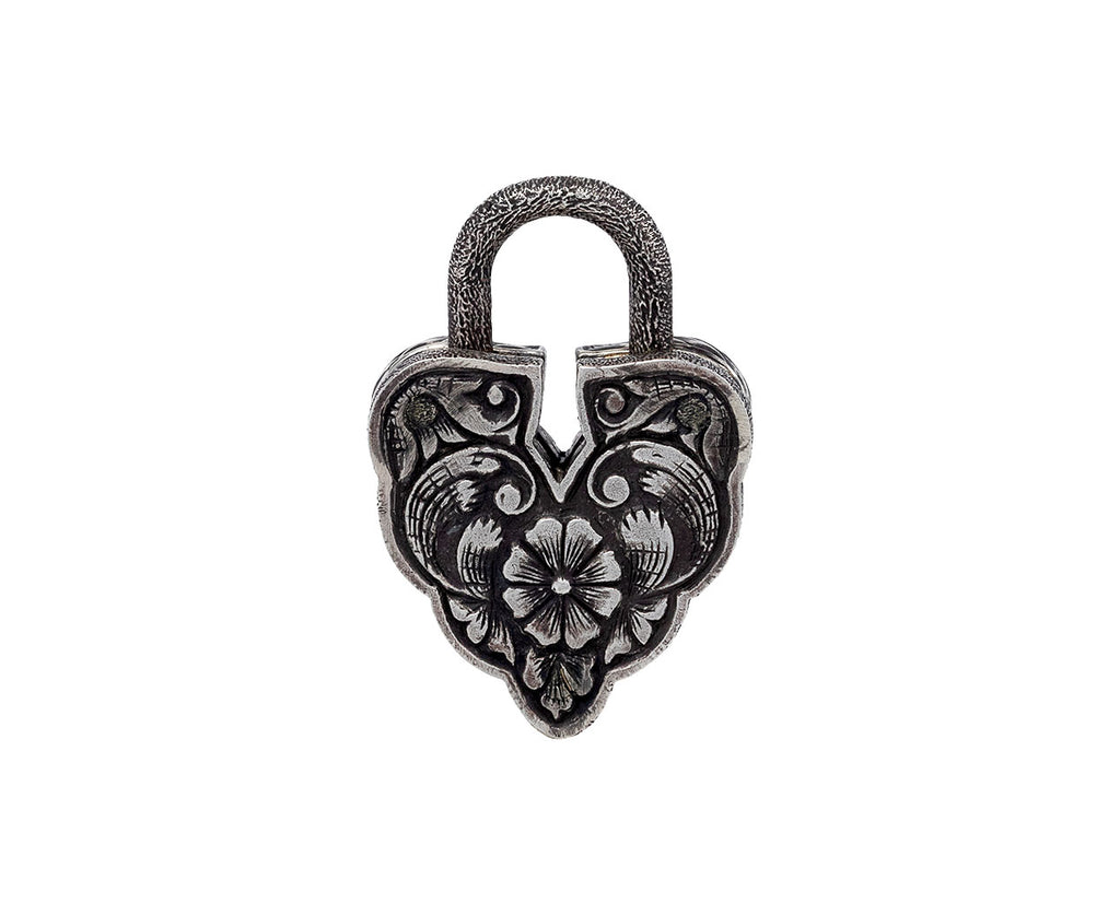 Sevan Bicakci Turquoise Micro Mosaic and Emerald Aspen Leaf Padlock Pendant Back View