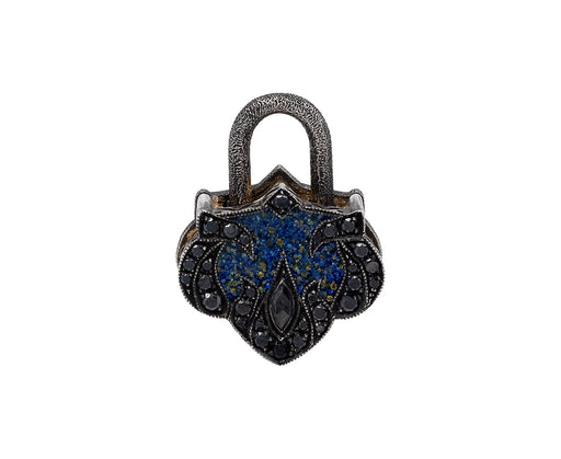 Sevan Bicakci Lapis Micro Mosaic and Black Diamond Lantern Padlock Pendant