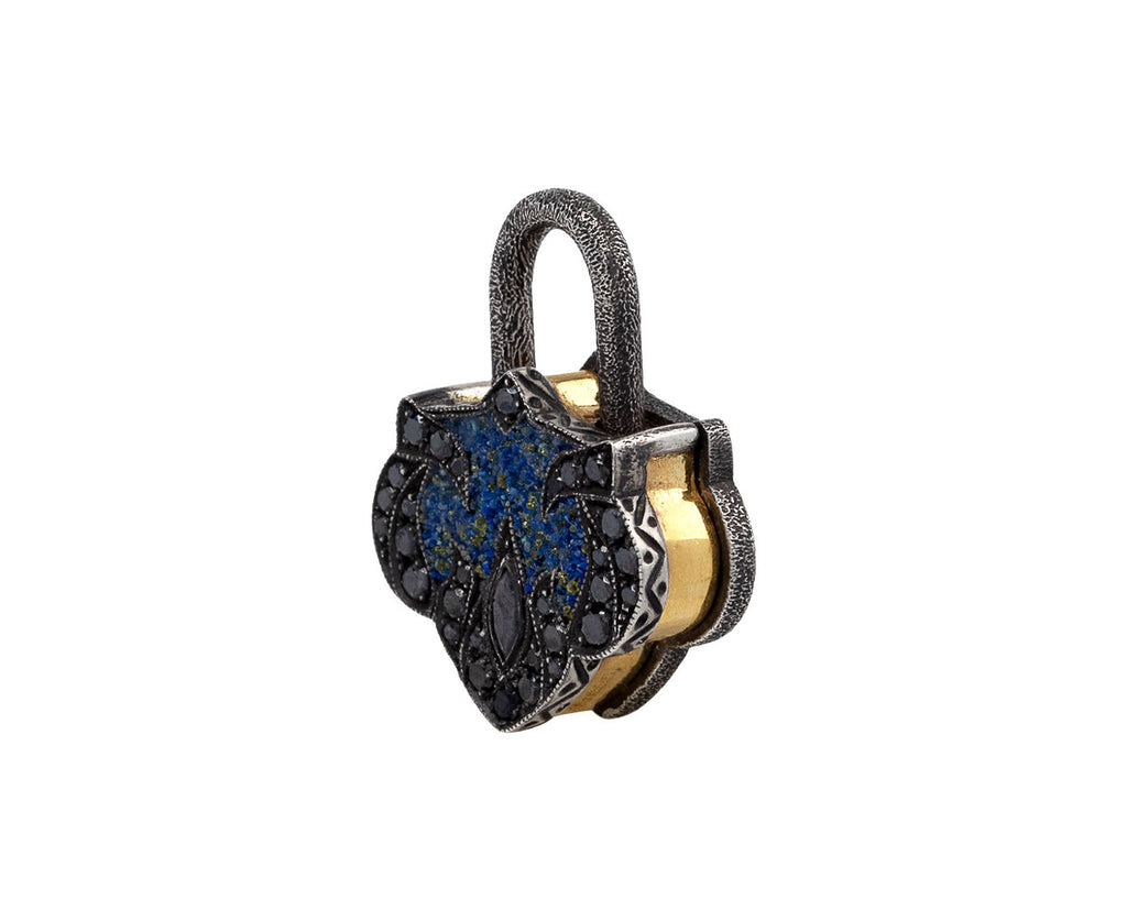 Sevan Bicakci Lapis Micro Mosaic and Black Diamond Lantern Padlock Pendant Side View