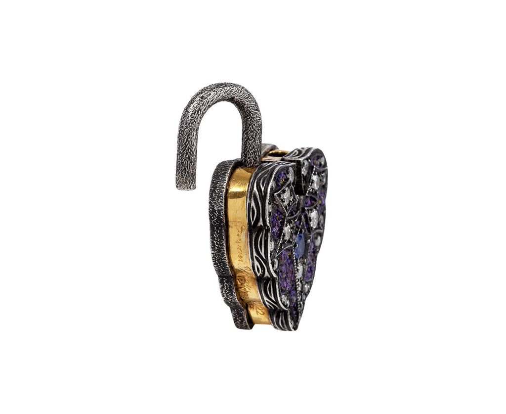 Sevan Bicakci Tanzanite and Diamond Aspen Leaf Padlock Pendant Open