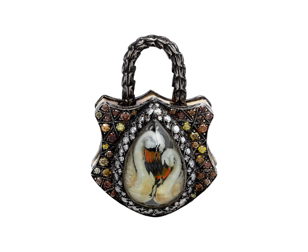Sevan Bicakci Carved Green Amethyst Swan Padlock Pendant