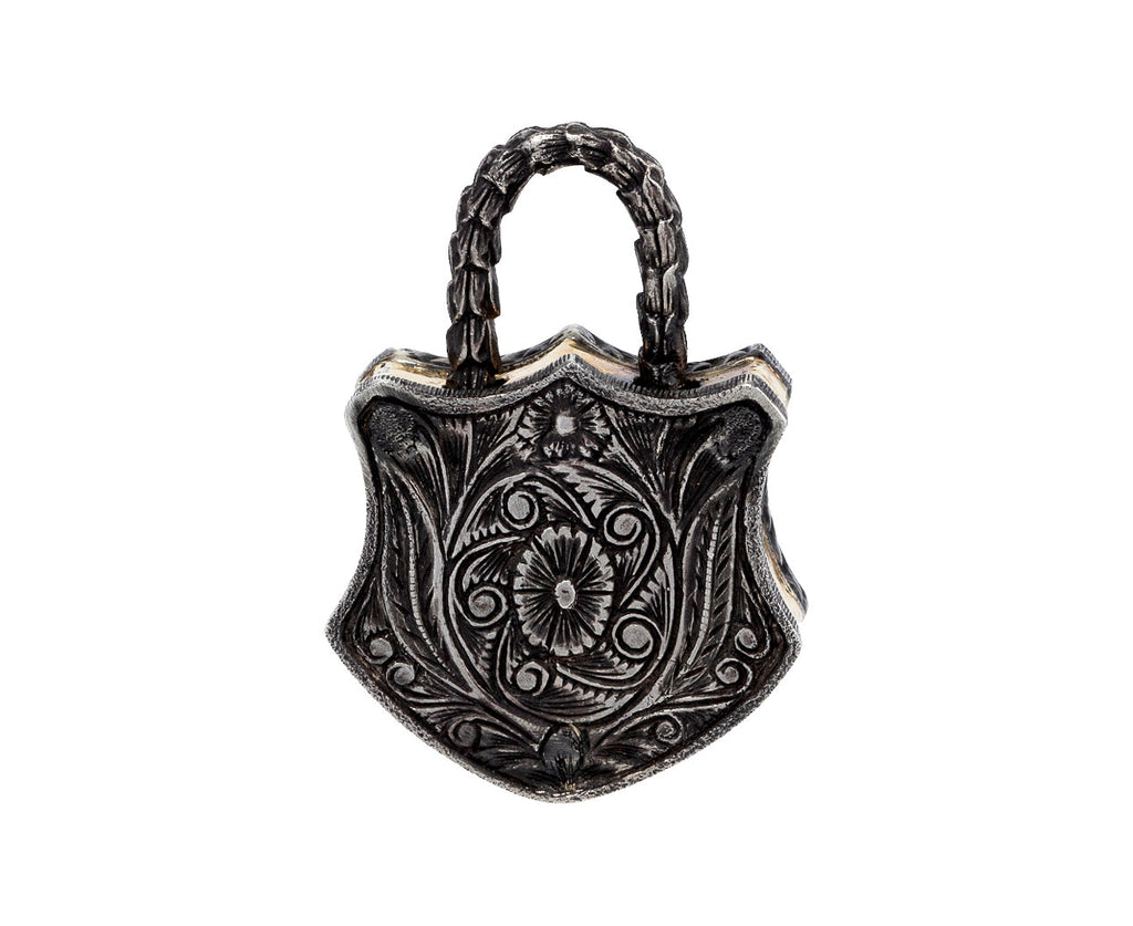 Sevan Bicakci Carved Green Amethyst Swan Padlock Pendant Back View