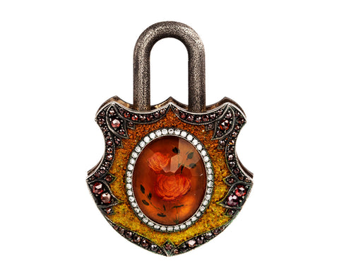 Sevan Bicakci Carved Citrine Flower Padlock Pendant