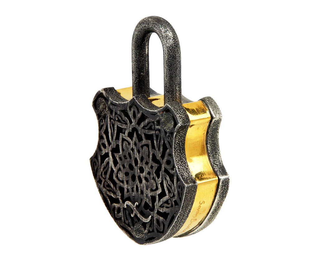 Sevan Bicakci Carved Citrine Flower Padlock Pendant Side Back